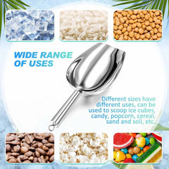 5 Pack 3/6/9/12/16 Ounce Stainless Steel Ice Scoop Multiple Sizes Metal Ice 07FC0E-D4 - KOEEK