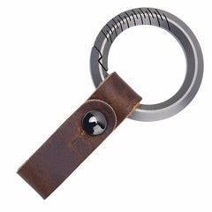 EDC TC4 Titanium + Leather Keychain Portable Removable Key Ring Pendant Set Tool EDC - KOEEK