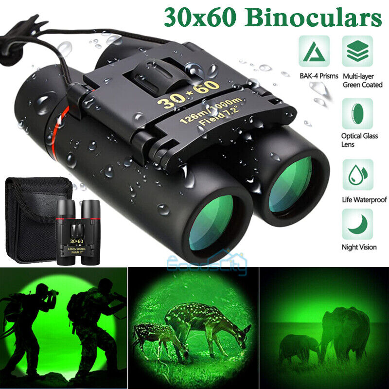 2024 Military Army 30x60 Binoculars Day/Night Vision Hunting Case