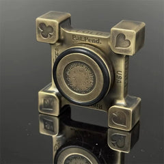 Brass Hand Spinner Retro Mahjong Pattern Poker Skull Pattern Fidget Spinner Toy 07FC0E-D4 - KOEEK