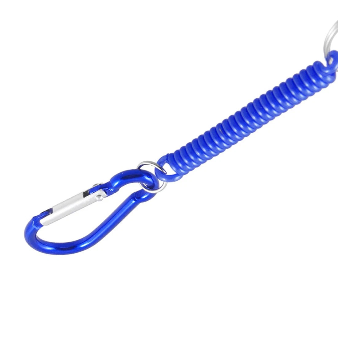 Carabiner Hook Blue Spring Elastic Coil Keychain Key Chain Strap Rope 5.1" 07FC0E-D4 - KOEEK