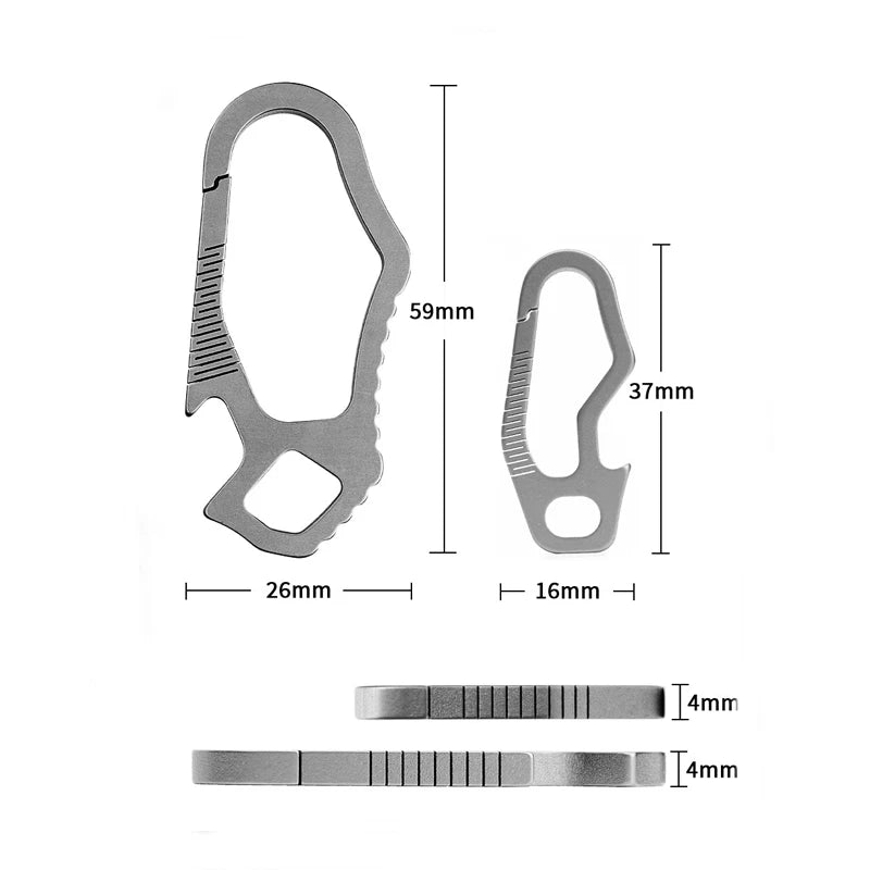 EDC Titanium CNC Belt Keychain Carabiner Strong Spring with Bottle Opener 07FC0E-D4 - KOEEK