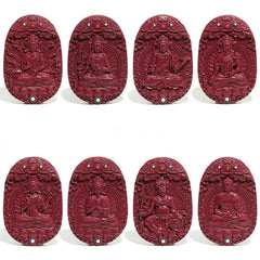 Natural Cinnabar Handcarved Twelve Zodiac Buddha Statue Pendant Amulet Necklace 07FC0E-D4 - KOEEK