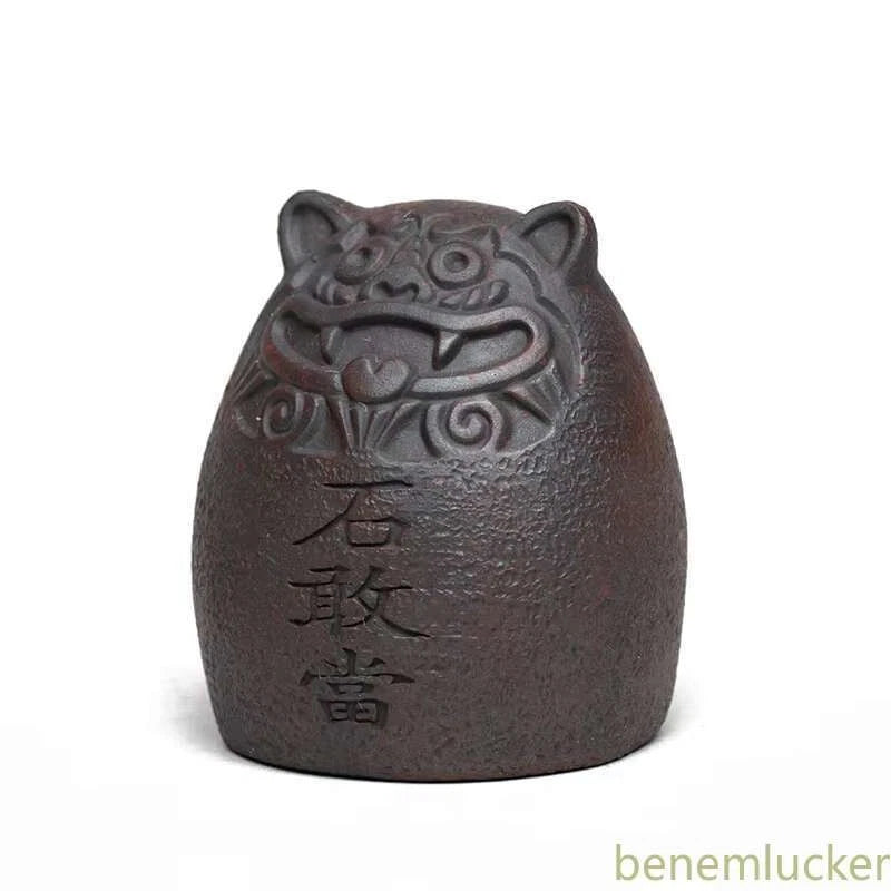 5.8cm Yixing Purple Clay Shigandang Tiger Stateu Handcarved Tea Pet Ornament 07FC0E-D4 - KOEEK