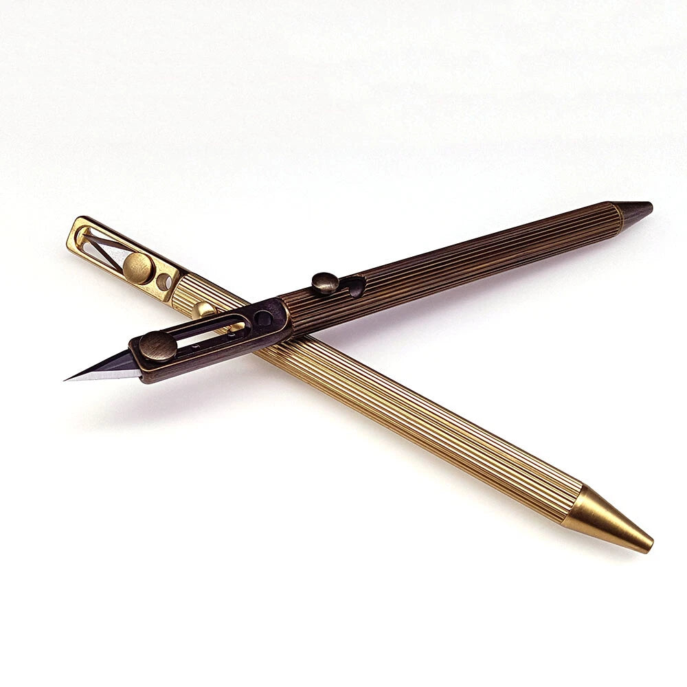 Solid Brass Bolt Action Ball Point Quality Pen Copper Art Craft Pocket EDC Gift2 07FC0E-D4 - KOEEK