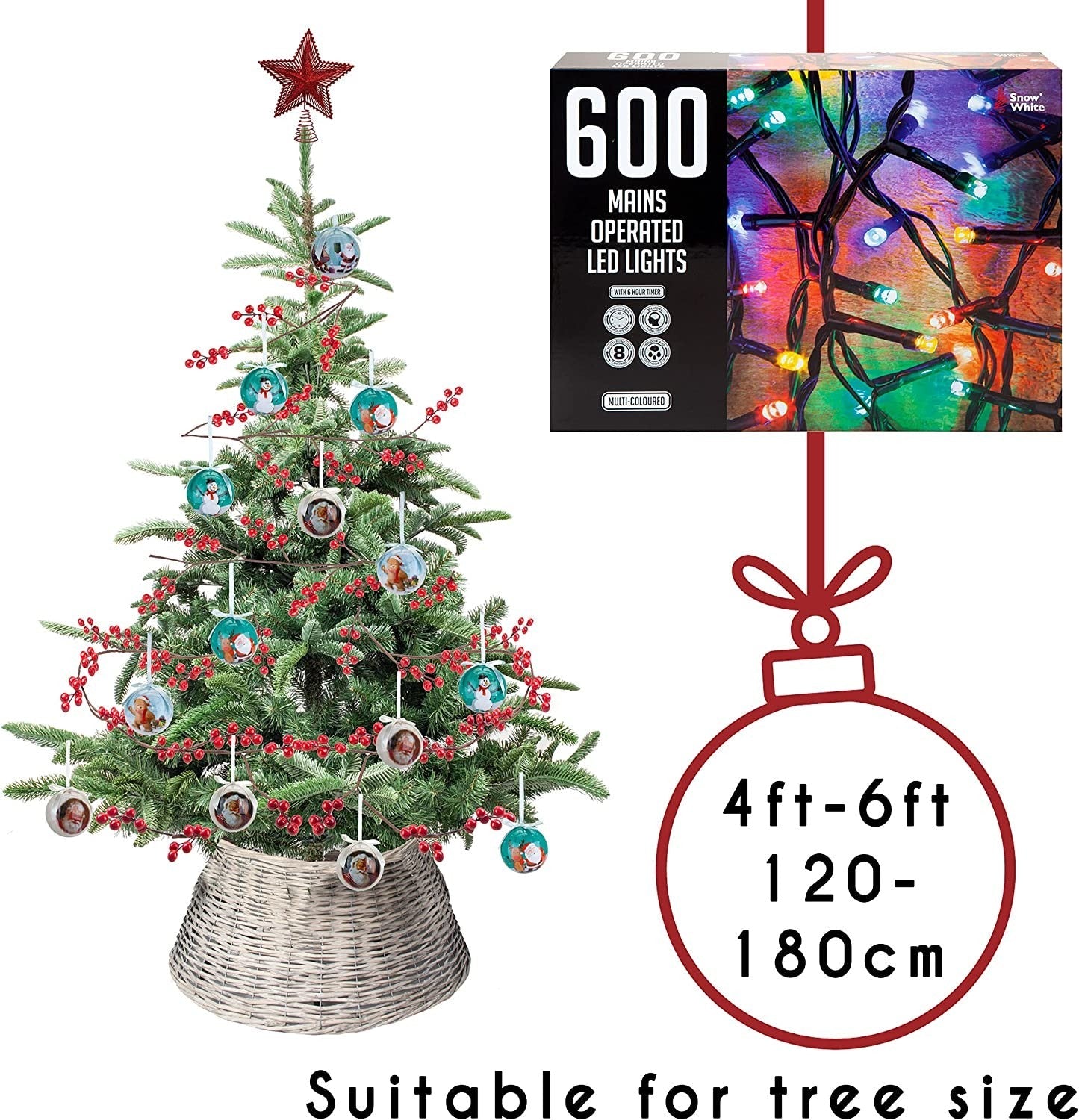 Christmas Lights Coloured 600 LED 30M - Festive Bright String Xmas Tree 07FC0E-D4 - KOEEK