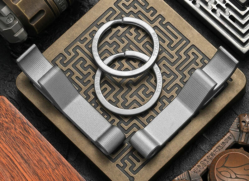 CNC EDC Titanium Alloy Bottle Opener Key Chain Pendant Tool with 32mm Key Ring 07FC0E-D4 - KOEEK