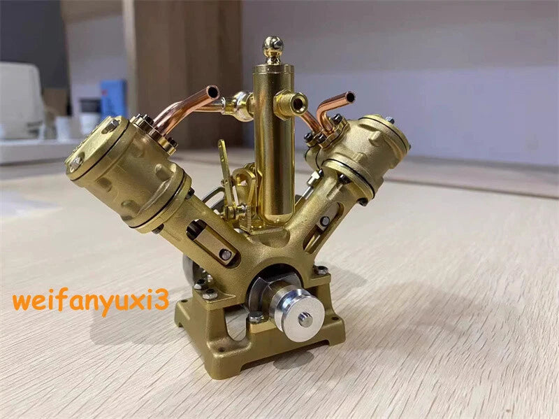 Compact Vintage V2 Steam Engine Model Dual Cylinder Powerful Toy Collection Gift 07FC0E-D4 - KOEEK