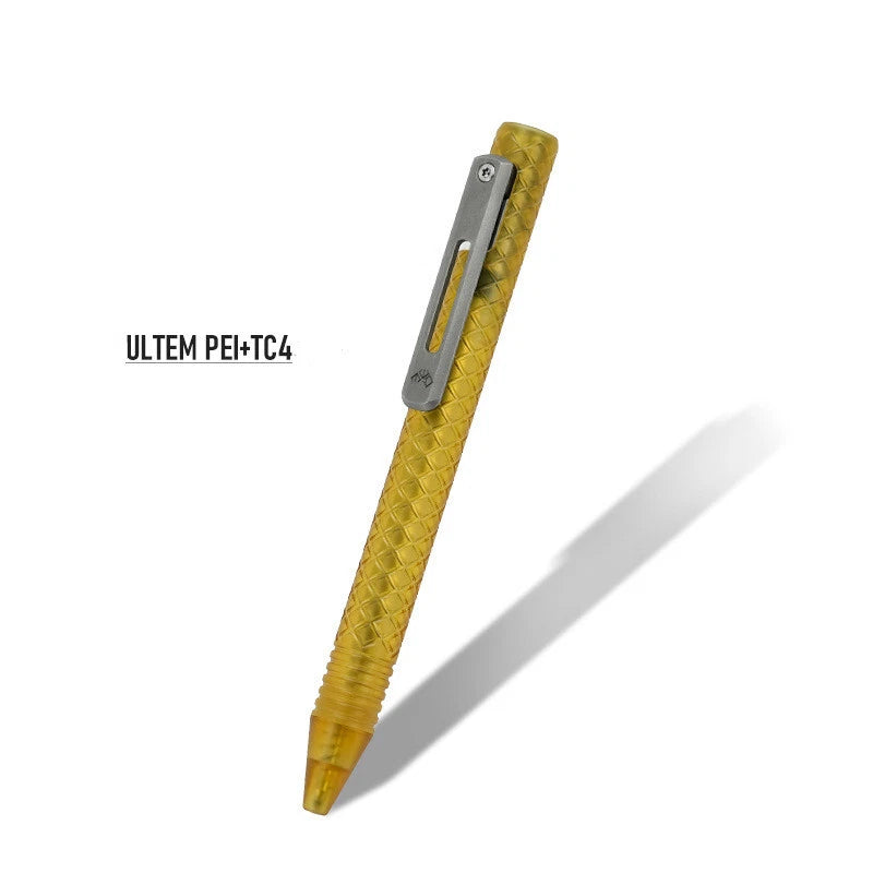 PEI Pen Titanium Ballpoint Pen Bolt Action Signature Writing Pocket Pen EDC Pen 07FC0E-D4 - KOEEK