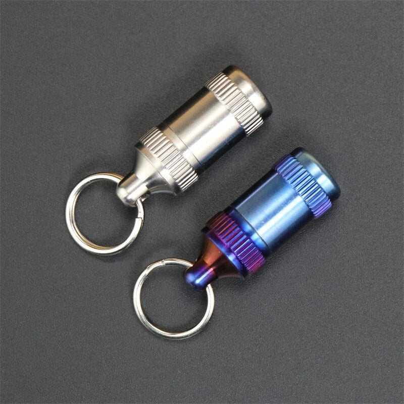 EDC Titanium Pill Holder Case Organizer Container Portable Waterproof Keychain 07FC0E-D4 - KOEEK