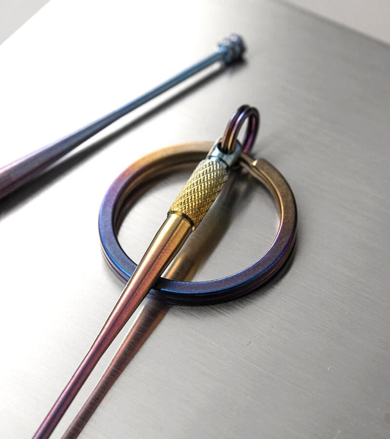 Titanium Ear Wax Cleaner Removal Earwax Remover Keychain 360° Rotary Earpick EDC 07FC0E-D4 - KOEEK