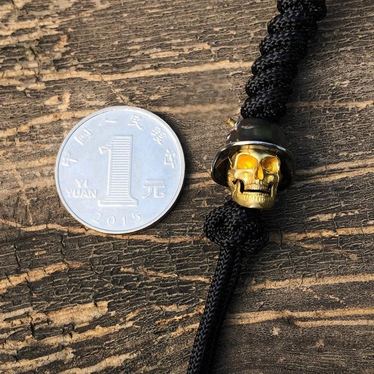 925 Sterling Silver Brass Soldier Skull Knife Lanyard Bead Paracord Pendant EDC 07FC0E-D4 - KOEEK