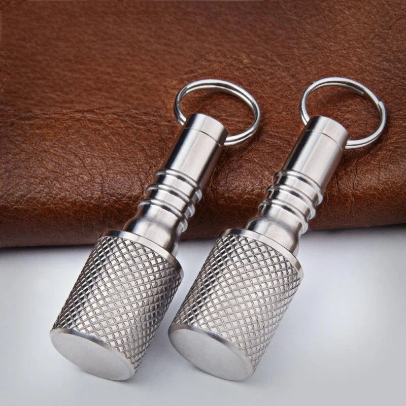 Titanium Pill Holder Case Organizer container Waterproof Portable Keychain EDC 07FC0E-D4 - KOEEK