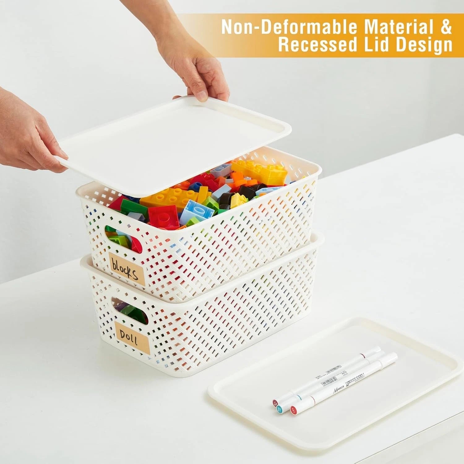 Small plastic twill storage basket,set of 6,dimensions:10.35 x 7.3 x 4.09 inches 07FC0E-D4 - KOEEK