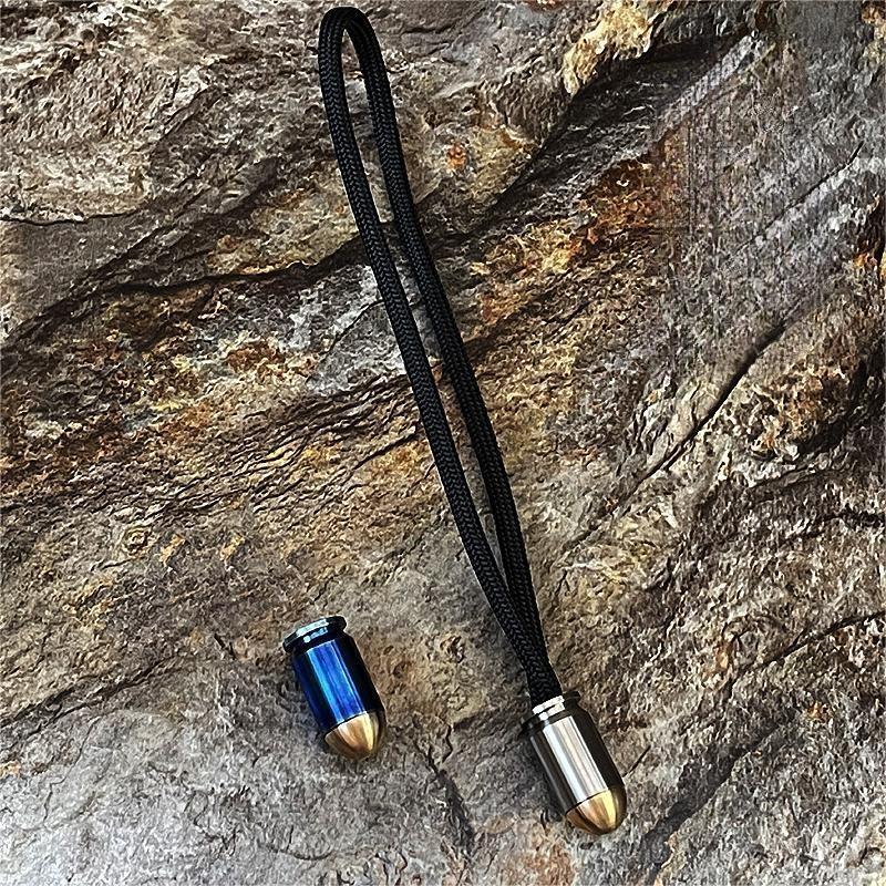 Titanium Brass Bullet Shape Knife Lanyard Bead Paracord Pendant Zipper Pull EDC 07FC0E-D4 - KOEEK