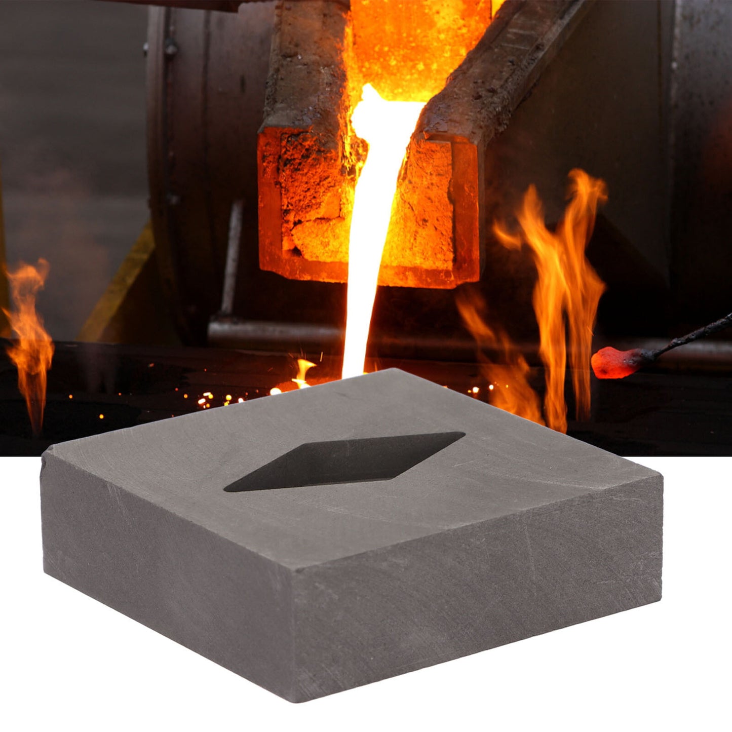 new Graphite Crucible Rhombus Shape Metal Refining Scrap Melting Ingot 50 X 50 X HGF koeek - KOEEK