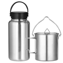 1050ML Stainless Steel Water Bottle Wide Mouth Single Wall with Leak Proof 07FC0E-D4 - KOEEK