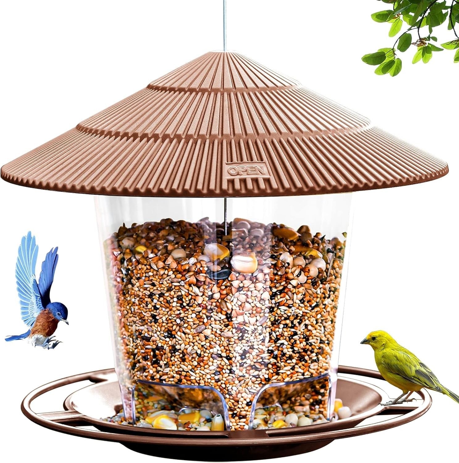 new Bird Feeder Outdoor Hanging for Wild Seed, Brown 01：47 oz, 07FC0E-D4 - KOEEK