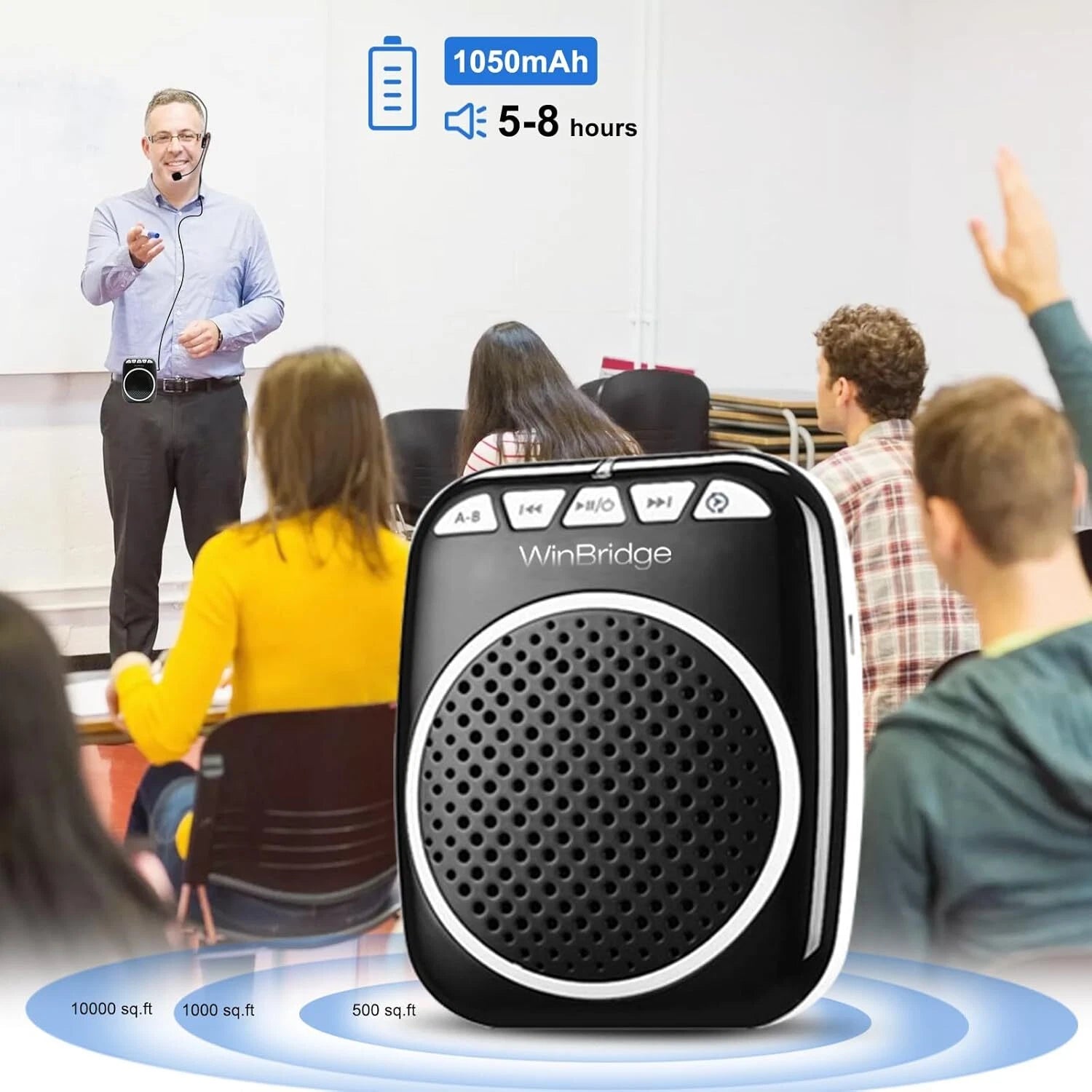 Portable megaphone with headset microphone rechargeable ultra-lightweight 07FC0E-D4 - KOEEK