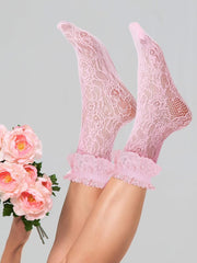 new Geyoga 4 Pairs Lace Ruffle Frilly 7-11, Black, White, Pink, Light Yellow 07FC0E-D4 - KOEEK