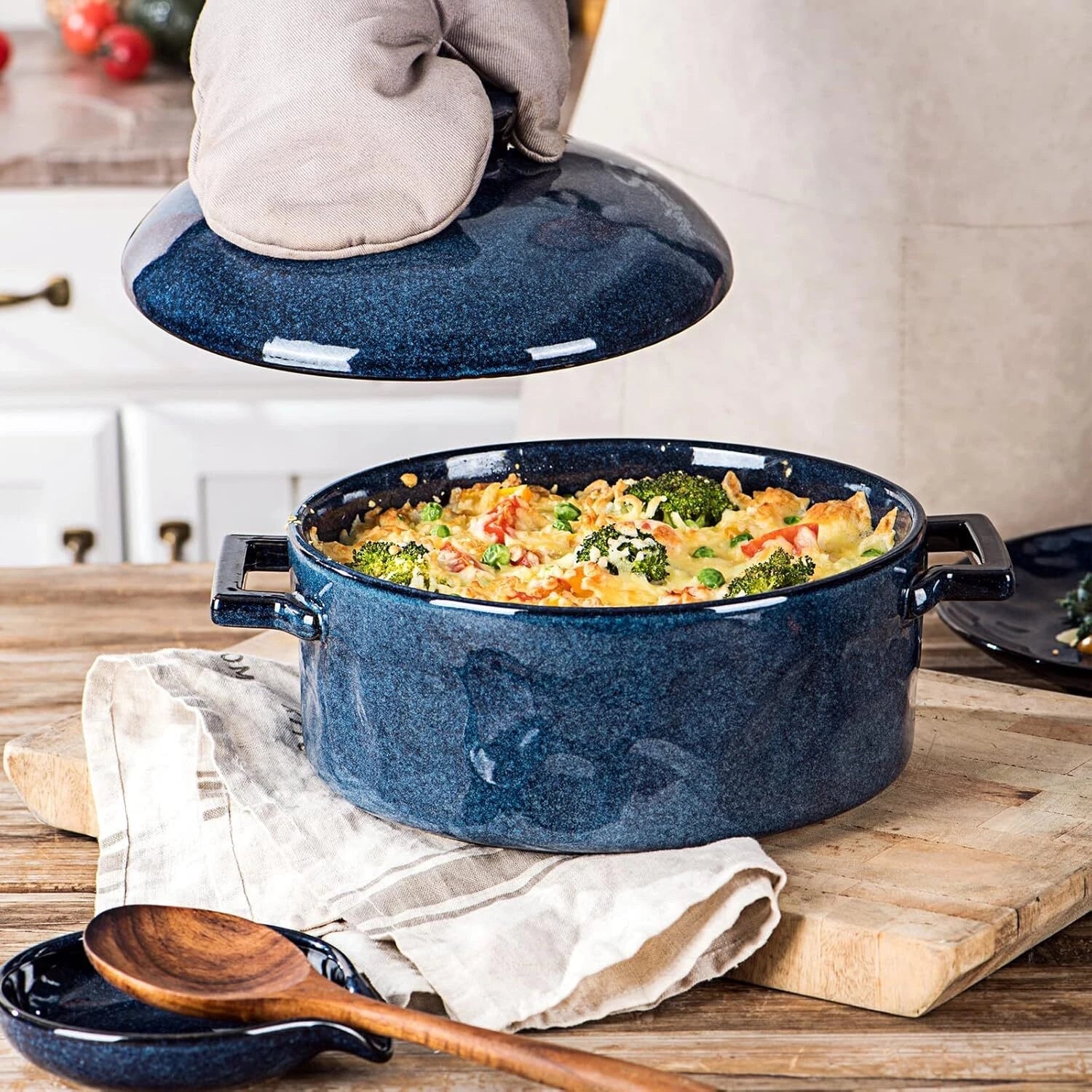 Casserole (with lid) - Ceramic lasagna dish (2-quart deep round baking dish) 07FC0E-D4 - KOEEK