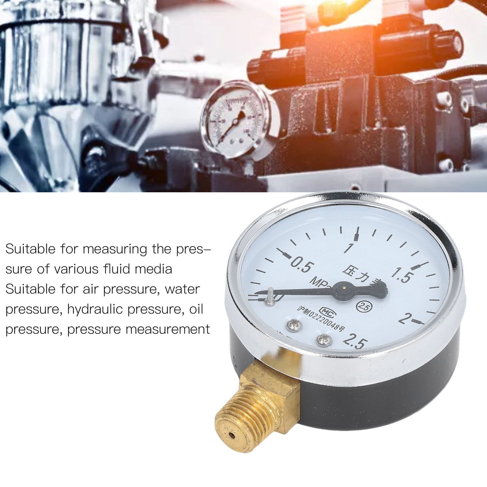 new Pressure Gauge 1/4NPT Transparent Dial Accuracy Level 2.5Pressure Gauge0-2.5Mpa koeek - KOEEK