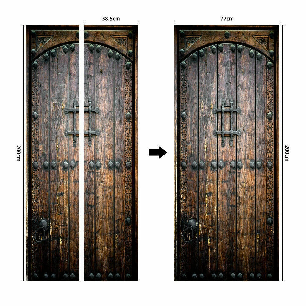 3D Wall PVC Sticker Art Rustic Wood Plank Door Decal Self-adhesive Wrap Murals 07FC0E-D4 - KOEEK