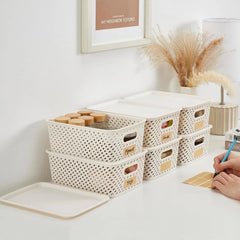 Small plastic twill storage basket,set of 6,dimensions:10.35 x 7.3 x 4.09 inches 07FC0E-D4 - KOEEK