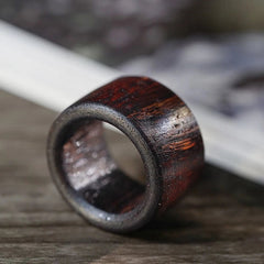 Myanmar Chenxiang Wood Thumb Ring Band Unisex Handheld Worry Ring 07FC0E-D4 - KOEEK