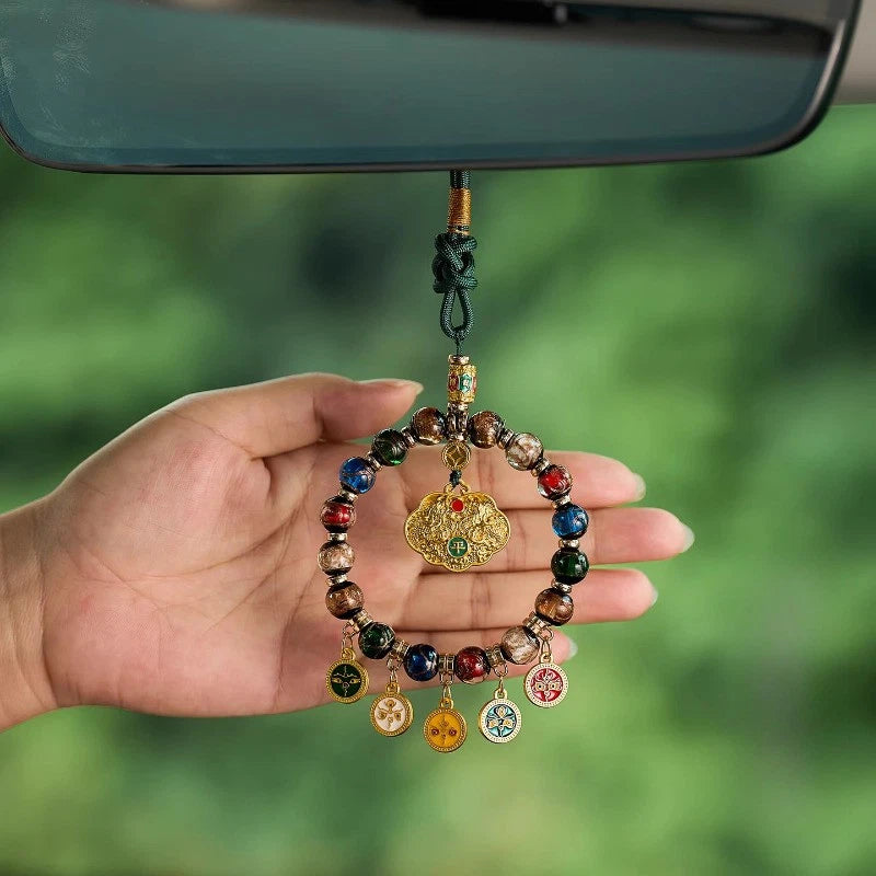 1Pc Tibetan style Colored Glaze Thangka Car Hanging Accessories Pendant 07FC0E-D4 - KOEEK