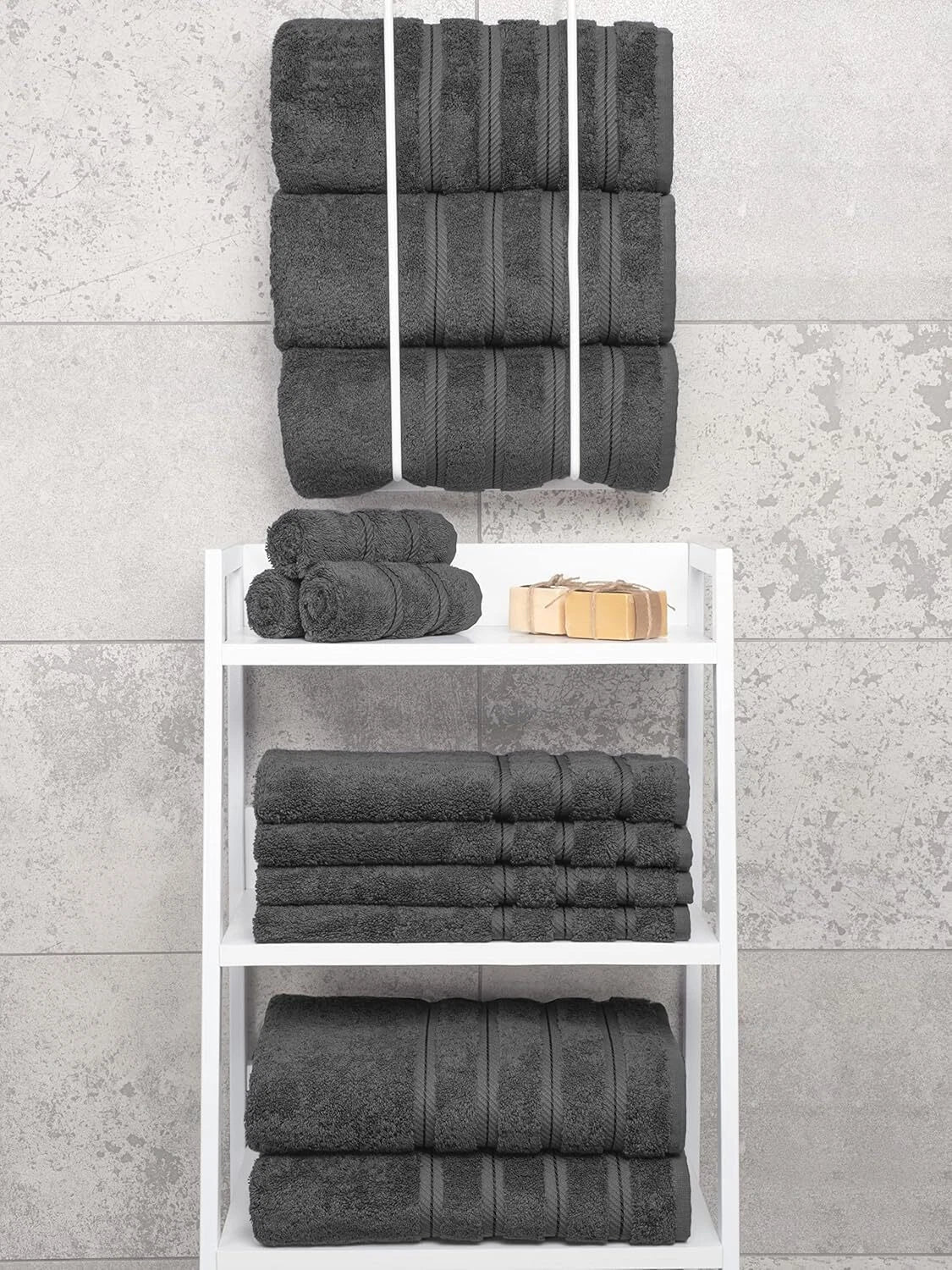 Soft Linen Luxury 4 Piece Bath Towel Set,600 GSM  Cotton Turkish Bath Towels 07FC0E-D4 - KOEEK