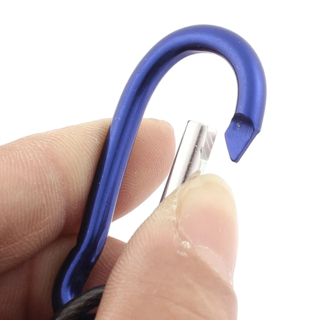Outdoor Hiking Traveling Metal Carabiner Snap Hook Key Chain Blue 2pcs 07FC0E-D4 - KOEEK