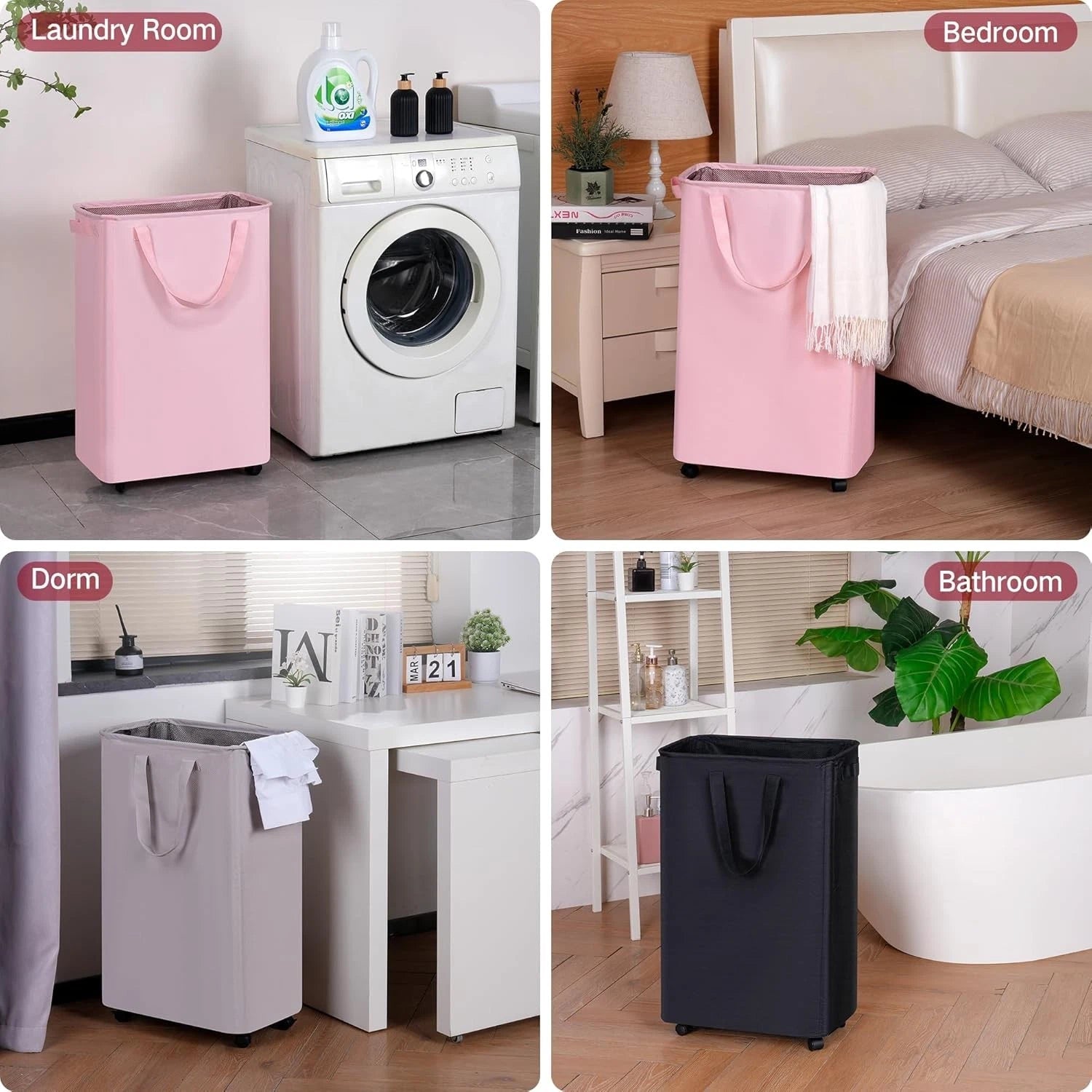 Slim Laundry Hamper with Wheels,Rolling Laundry Basket for Clothes,Small Laundry 07FC0E-D4 - KOEEK