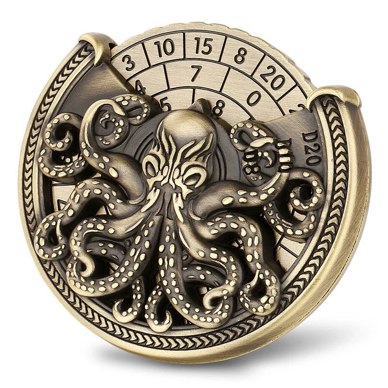 Unique Octopus Design Metal Fidget Spinner Dice for Role-Playing Game Accessory 07FC0E-D4 - KOEEK