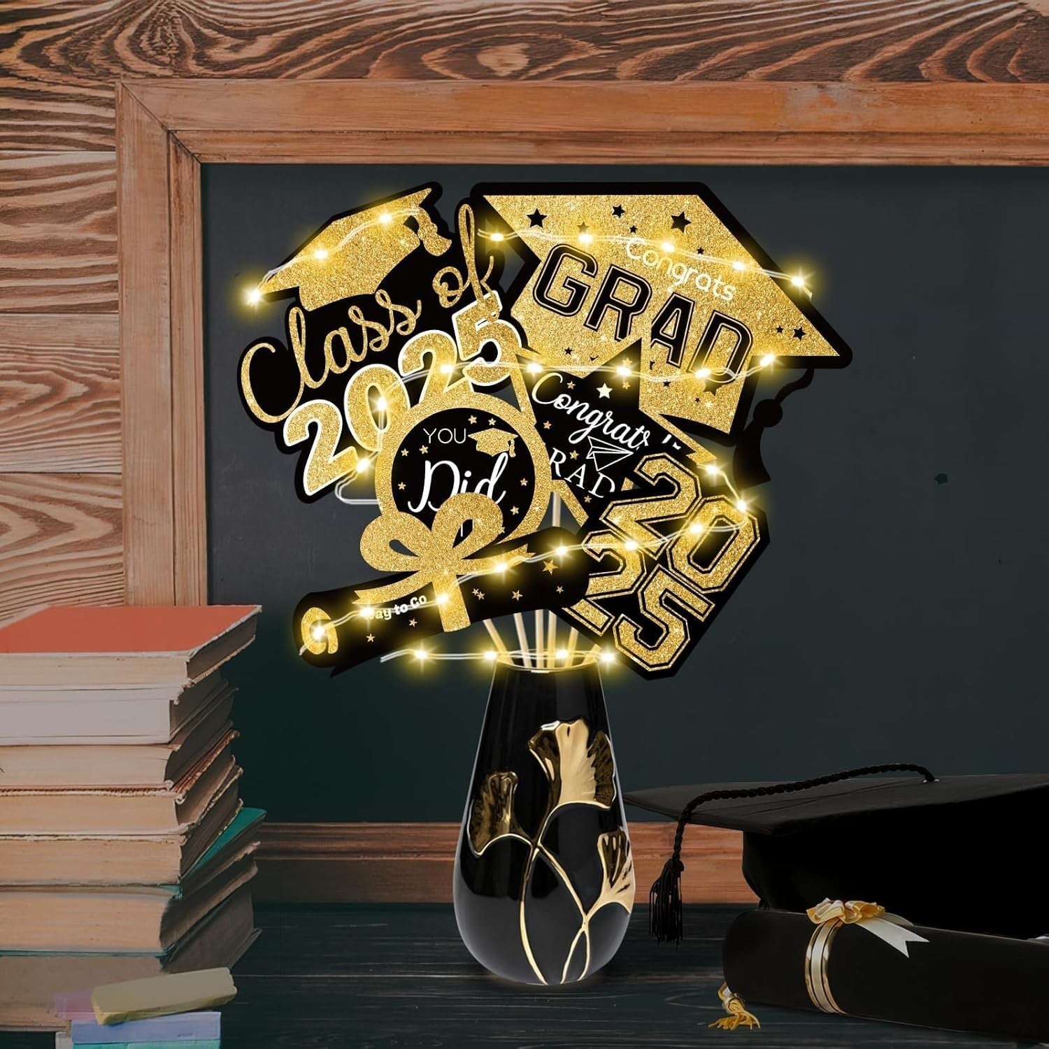 new OuMuaMua Graduation Decorations Class of 2025-36pcs Black and Gold OUMUAMUA - KOEEK
