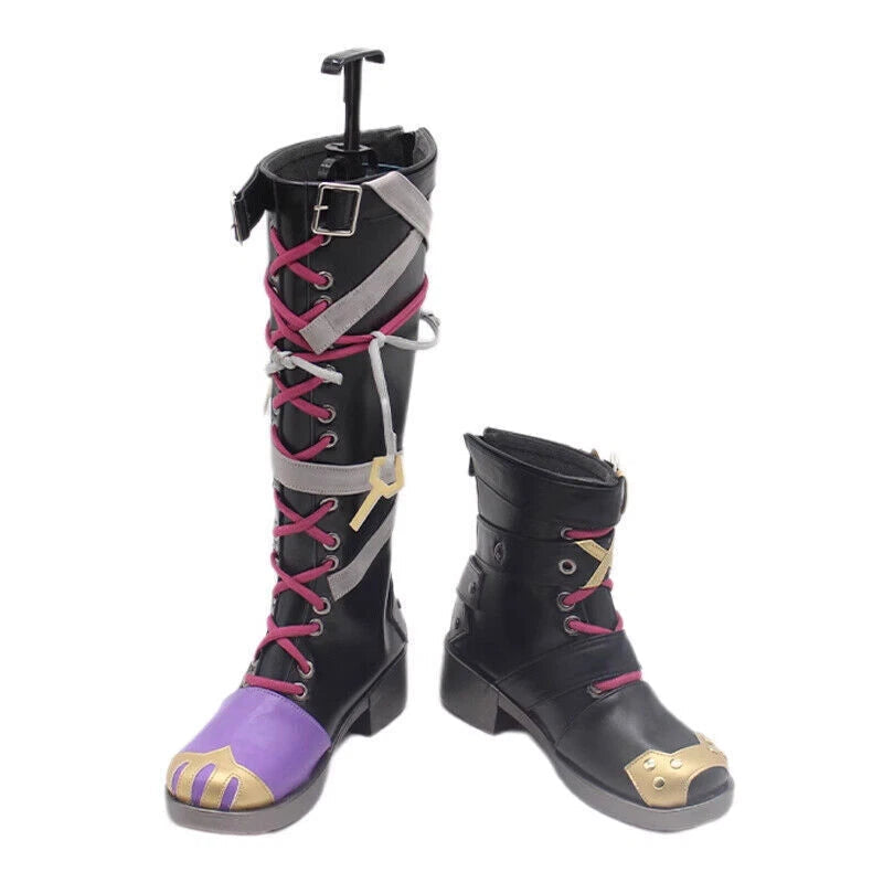 Arcane LOL League of Legends Jinx Cosplay Long Boots Zipper Flat Shoes Cosplay 07FC0E-D4 - KOEEK