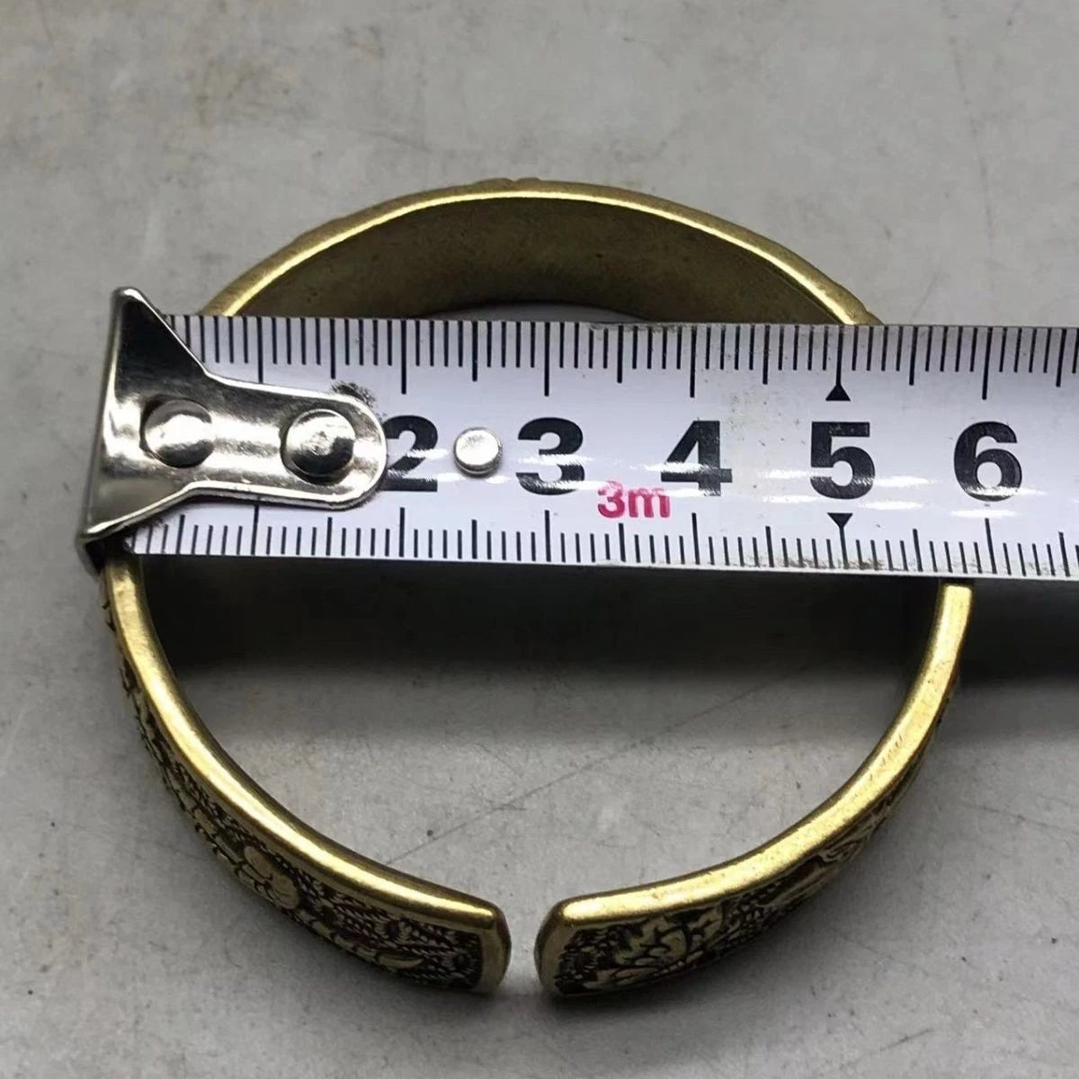 Brass Wide Peony Bangle Pure Copper Vintage Smooth Open Bracelet Unisex 07FC0E-D4 - KOEEK