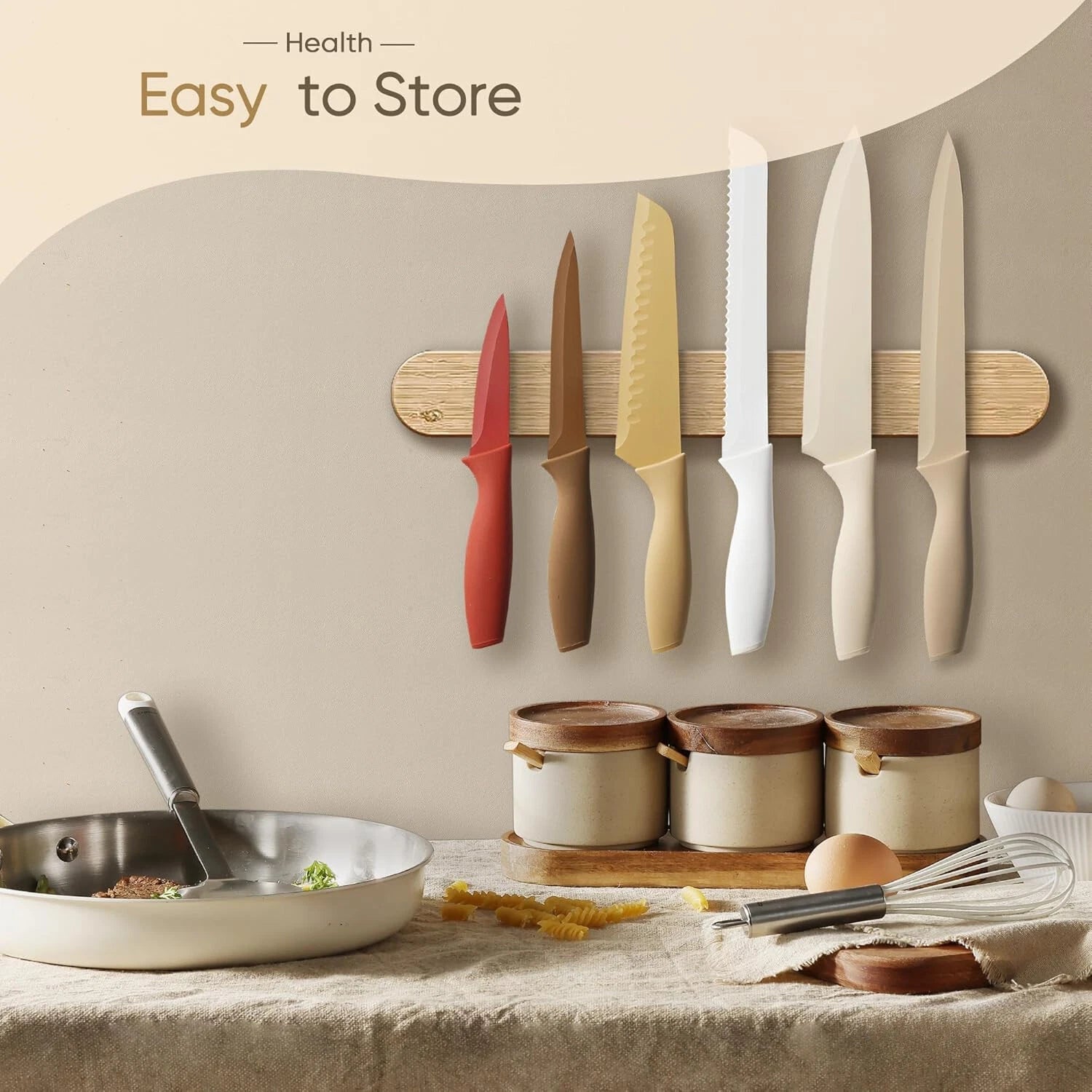 12 Pieces Kitchen Knife Set, Stainless Steel Knife Set Nonstick Ceramic Coating 07FC0E-D4 - KOEEK