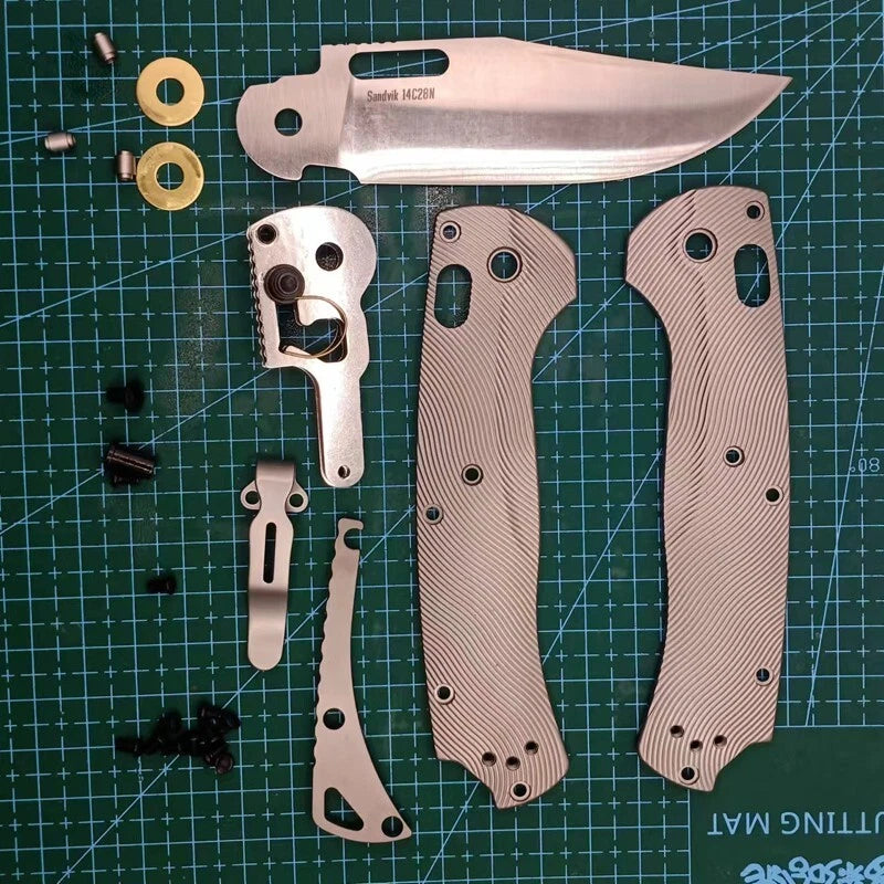 1 Set Titanium Scales +14C28N Stainless Steel Blade for Benchmade 15535 Knives 07FC0E-D4 - KOEEK
