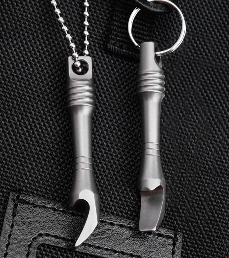 Mini Titanium Keychain Pry Bar Crowbar Bottle Opener Necklace Pendant Multi EDC 07FC0E-D4 - KOEEK