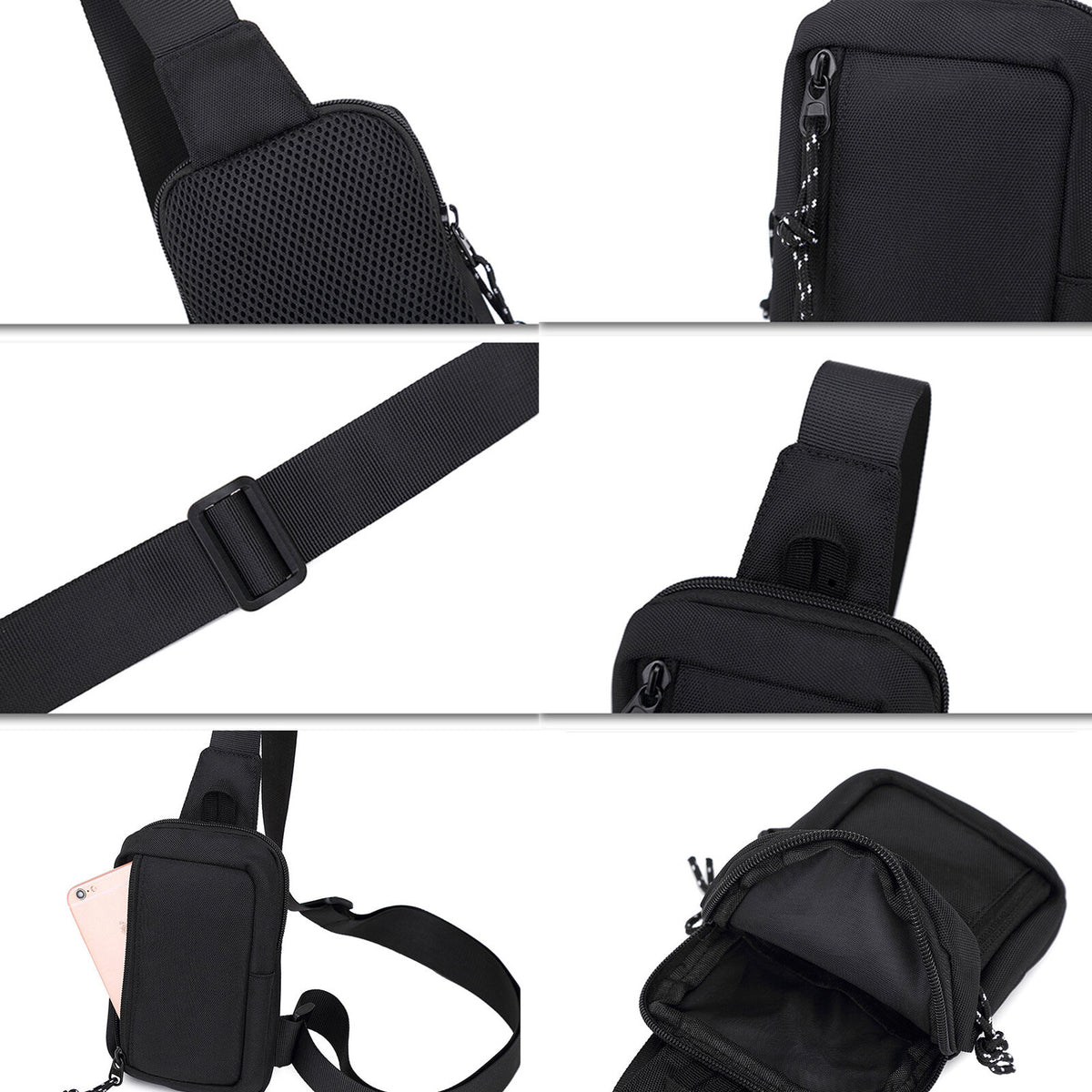 new Men Sling Bag Chest Fanny Packs Cross Body Travel Sports Shoulder Backpack Black koeek - KOEEK