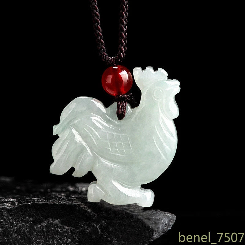 Natural Jade Pendant Zodiac Chicken Pendant Stone Necklace Jade Pendant Necklace 07FC0E-D4 - KOEEK