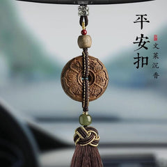 Golden Phoebe Peace Buckle Car Hanging Wooden Ornament Rearview Mirror Decor 07FC0E-D4 - KOEEK