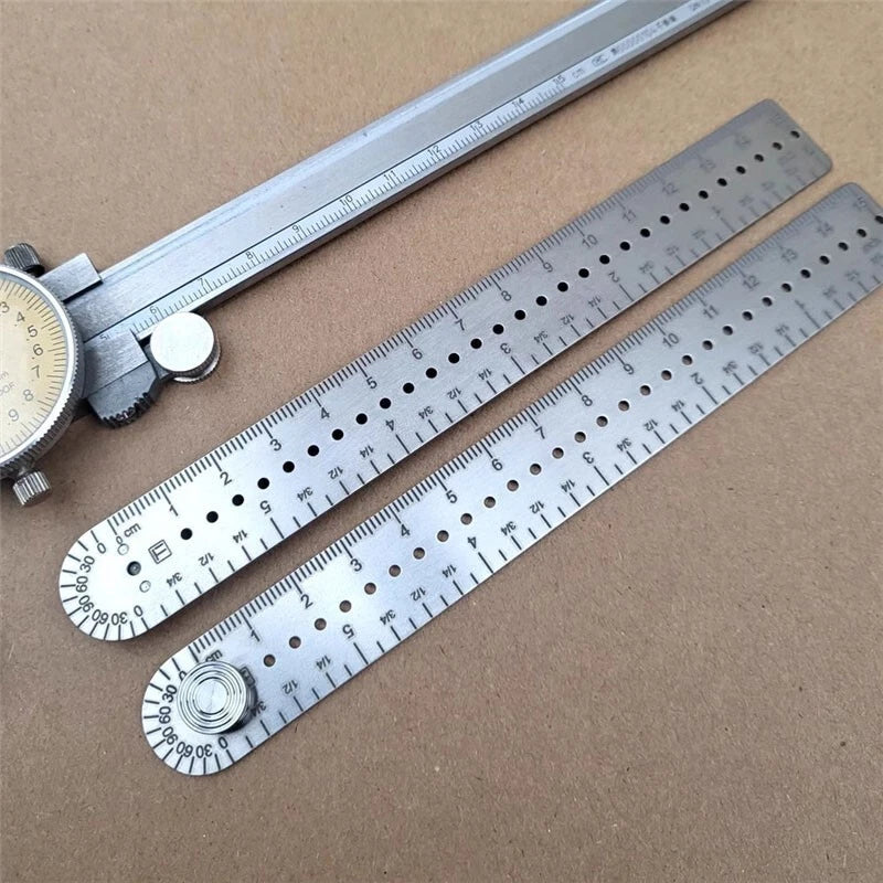 Titanium Alloy Ruler Protractor Compass Scale CM Inch Keychain Portable EDC Tool 07FC0E-D4 - KOEEK