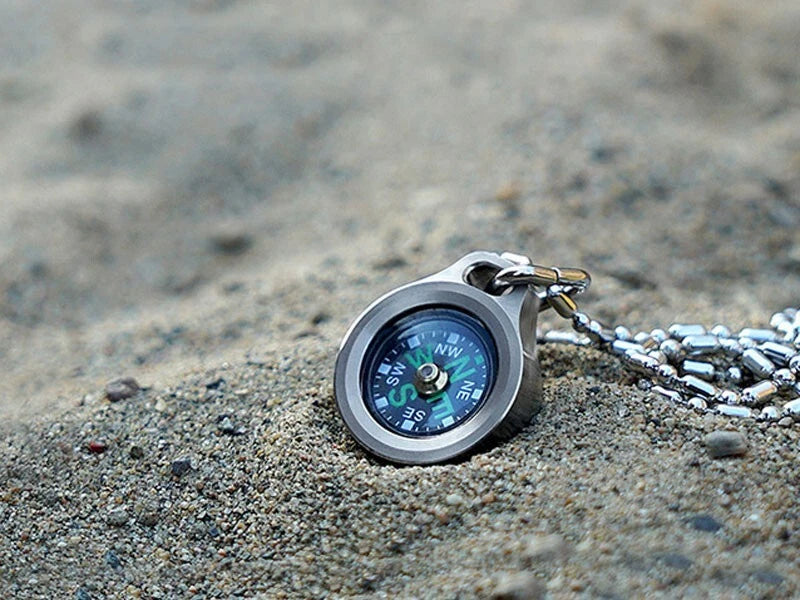 EDC Mini Titanium Keychain Compass for Outdoor Camping Travel Necklace Pendant 07FC0E-D4 - KOEEK