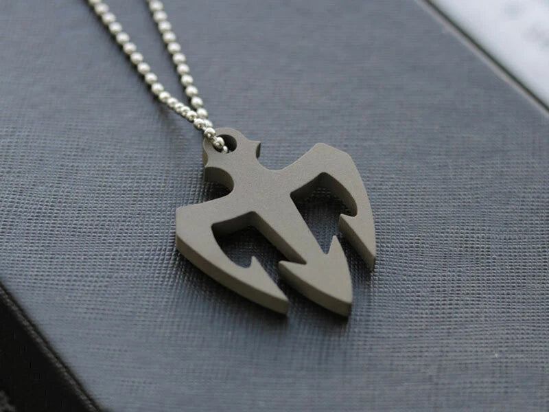 EDC TC4 Titanium Alloy Trident Necklace Keychain Pendant Lanyard Bead DIY Tool EDC - KOEEK