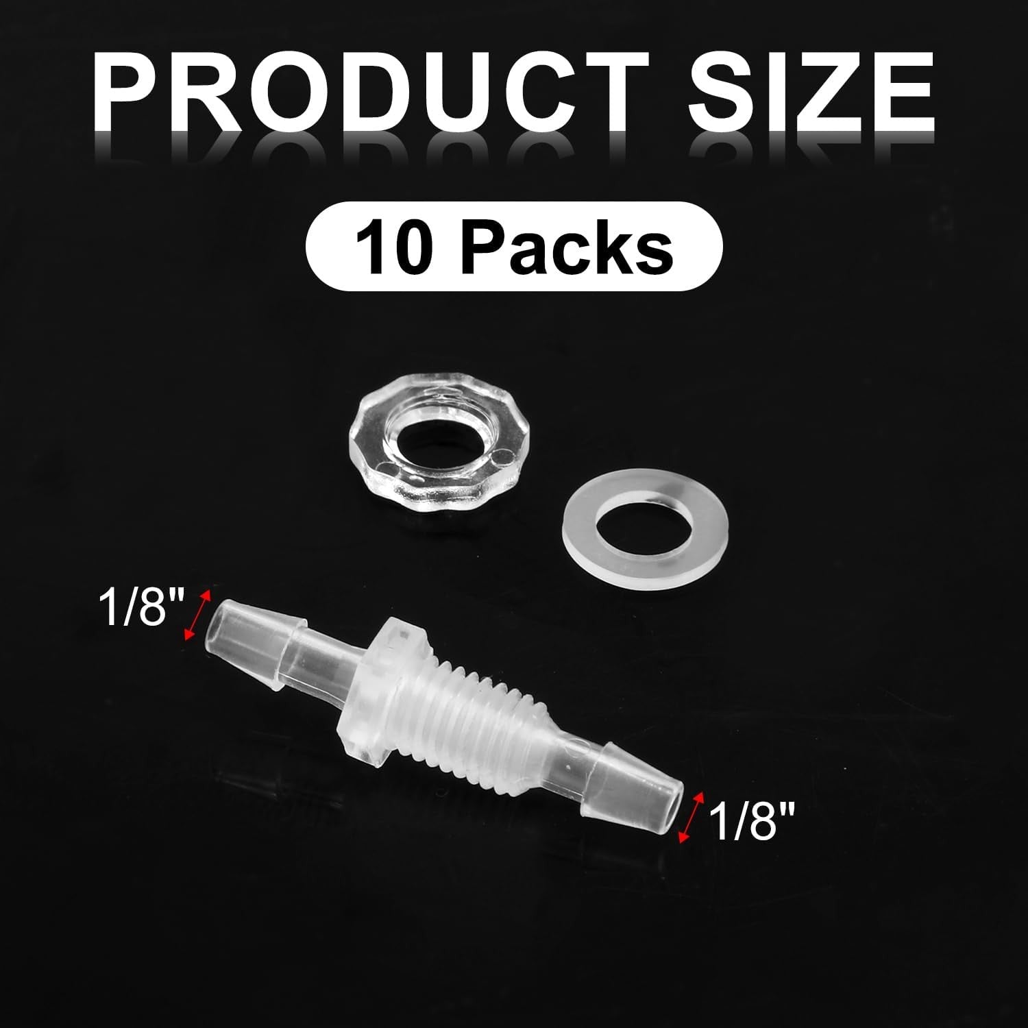 new 10 Packs Hose Barb Thru-Bulk Bulkhead Fitting Plastic White 07FC0E-D4 - KOEEK