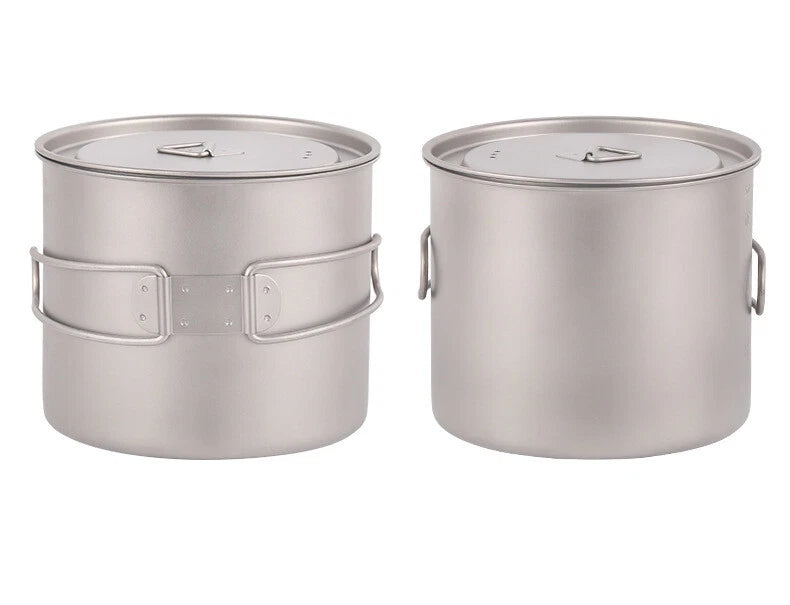Outdoor Titanium Cup Folding Long Handle Titanium Water Cup With Cover 1100ml 07FC0E-D4 - KOEEK