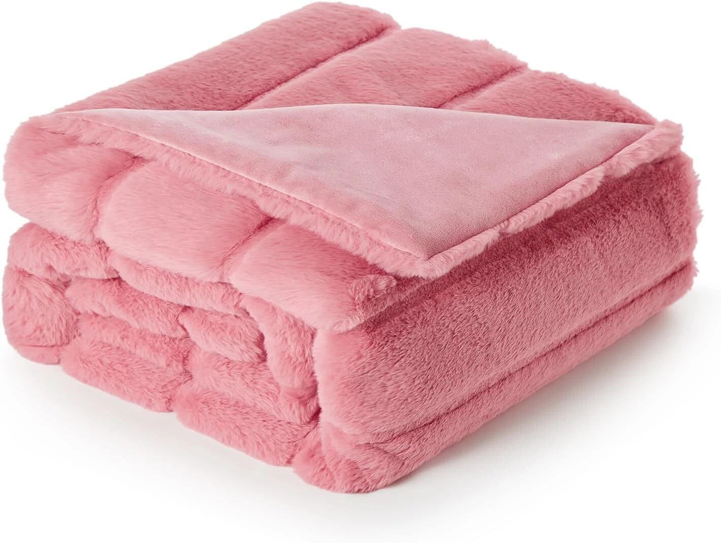 Faux Fur Rug for Sofa, Cozy Warm Plush Striped Rug, Pink 07FC0E-D4 - KOEEK