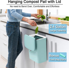 2.4 gallon kitchen compost bin, suitable for countertop or under sink 07FC0E-D4 - KOEEK